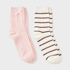 Women's Pointelle With Bow & Striped 2pk Mid Crew Socks - Wild Fable™ 10 Women's Pointelle With Bow & Striped 2pk Mid Crew Socks - Wild Fable™ -Wild Fable Store GUEST 040c8195 3f0c 4c90 9af8 86b19adb4399