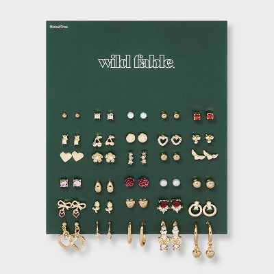 Floral And Heart Earring Set 30pc- Wild Fable™ Red/Gold/Pink 3 Floral And Heart Earring Set 30pc- Wild Fable™ Red/Gold/Pink