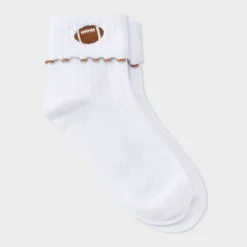 Women's Game Day Embroidered Football Pointelle Bobby Socks With Lettuce Edge Cuff - Wild Fable™ 23 Women's Game Day Embroidered Football Pointelle Bobby Socks With Lettuce Edge Cuff - Wild Fable™ -Wild Fable Store GUEST 05c4853f 4314 443c 8350 59912ba7aaca