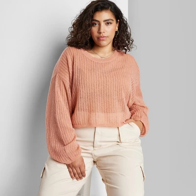 Women's Crewneck Open Knit Cropped Pullover - Wild Fable™ 5 Women's Crewneck Open Knit Cropped Pullover - Wild Fable™ - Image 3