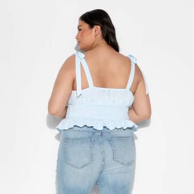 Women's Smocked Sweetheart Neck Tank Top - Wild Fable™ Light Blue 3 Women's Smocked Sweetheart Neck Tank Top - Wild Fable™ Light Blue - Image 2