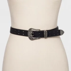 Women's Double Perf Western Belt - Wild Fable Black