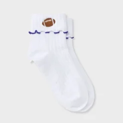 Women's Game Day Embroidered Football Pointelle Bobby Socks With Lettuce Edge Cuff - Wild Fable™ 29 Women's Game Day Embroidered Football Pointelle Bobby Socks With Lettuce Edge Cuff - Wild Fable™ -Wild Fable Store GUEST 0b4765ab d1e8 41fa a350 ca22741aa346