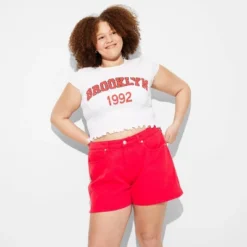 Women's Heritage Curvy Mid-Rise Denim Shorts - Wild Fable™ Dark Red -Wild Fable Store GUEST 0b61242e 0292 4797 90c9 7059191252a7