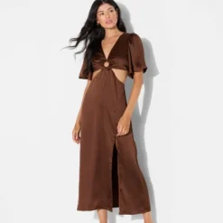 Women's Flutter Sleeve Satin Cap Maxi Bodycon Dress - Wild Fable™ Dark Brown 8 Women's Flutter Sleeve Satin Cap Maxi Bodycon Dress - Wild Fable™ Dark Brown -Wild Fable Store GUEST 0b95afde cd55 4440 9b6e 267dfc775aa3
