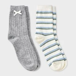 Women's Pointelle With Bow & Striped 2pk Mid Crew Socks - Wild Fable™ 12 Women's Pointelle With Bow & Striped 2pk Mid Crew Socks - Wild Fable™ -Wild Fable Store GUEST 122a7871 f2c5 496e afc6 f1d614ce7973