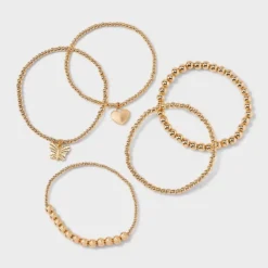 Butterfly And Heart Charm Stretch Bracelet Set 5pc - Wild Fable™ Gold -Wild Fable Store GUEST 1a52700e 509f 4a5a b3ea 2cdc49fc4c50