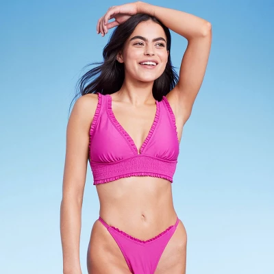 Women's Smocked Detail Longline Bikini Top - Wild Fable™ Purple 9 Women's Smocked Detail Longline Bikini Top - Wild Fable™ Purple - Image 7