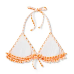 Women's Ruffle Detail Triangle Bikini Top - Wild Fable™ Orange Gingham -Wild Fable Store GUEST 1ced4e5c 16d2 4d53 ad54 ae34d714cd36