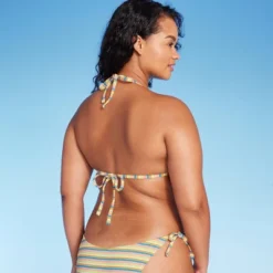 Women's Ribbed Triangle Bikini Top - Wild Fable™ Blue/Green/Pink Striped -Wild Fable Store GUEST 229c9931 cc6b 4356 abff b71548b086e6