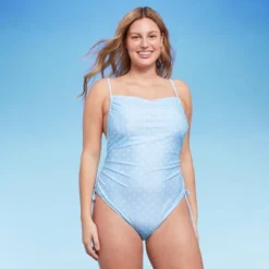 Women's Side-Cinch Detail Extra High Leg Cheeky One Piece Swimsuit - Wild Fable™ Blue -Wild Fable Store GUEST 278c7446 ff29 41f4 af1f e908add48b56
