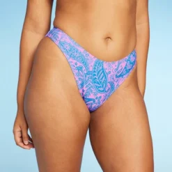 Women's Paisley Print Low-Rise Cheeky High Leg Bikini Bottom - Wild Fable™ Blue/Pink -Wild Fable Store GUEST 27df1c40 18c6 4e68 8a2d c5dc300353bc