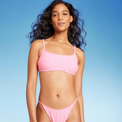 Women's Wavy Terry Textured Bralette Bikini Top - Wild Fable™ Light Pink 4 Women's Wavy Terry Textured Bralette Bikini Top - Wild Fable™ Light Pink - Image 2