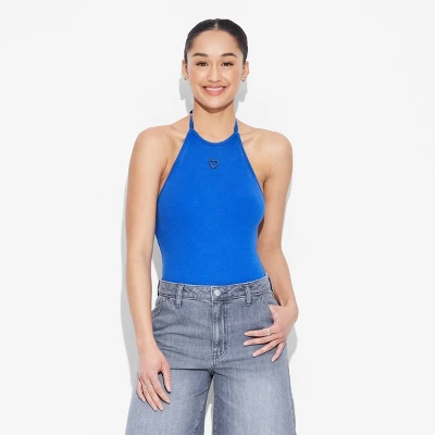 Women's High Cut Embellished Halter Bodysuit - Wild Fable™ 3 Women's High Cut Embellished Halter Bodysuit - Wild Fable™