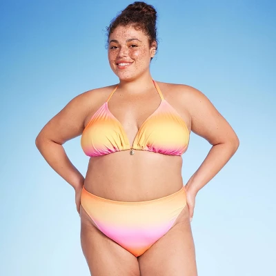 Women's Low-Rise Cheeky High Leg Bikini Bottom - Wild Fable™ Pink/Yellow Ombre Print 4 Women's Low-Rise Cheeky High Leg Bikini Bottom - Wild Fable™ Pink/Yellow Ombre Print - Image 2