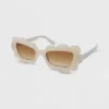 Women's Solid Plastic Novelty Marbleized Cateye Sunglasses - Wild Fable™ Ivory -Wild Fable Store GUEST 2e3772be d508 43eb 902d a167b336eb25