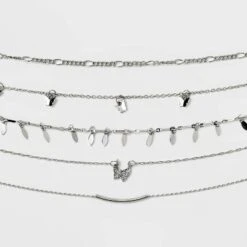 Butterfly Choker Necklace Set 5pc - Wild Fable™ Silver: Brass Lobster Claw Clasp, 12" Length -Wild Fable Store GUEST 2e81d8a4 a771 481f ba3a 45c86ebcd857