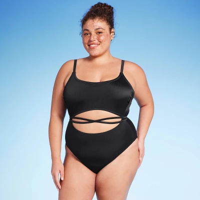 Women's Wrap Cut Out Cheeky One Piece Swimsuit - Wild Fable™ Black 4 Women's Wrap Cut Out Cheeky One Piece Swimsuit - Wild Fable™ Black - Image 2