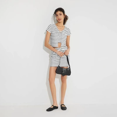 Women's Short Sleeve Jacquard Knit Tie-Front Top - Wild Fable™ 4 Women's Short Sleeve Jacquard Knit Tie-Front Top - Wild Fable™ - Image 2