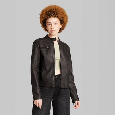 Women's Faux Leather Racing Jacket - Wild Fable™