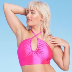 Women's Longline Wrap Halter Bikini Top - Wild Fable™ Pink Shine -Wild Fable Store GUEST 3ba53a87 f365 4844 9884 fc45b22eb9cb