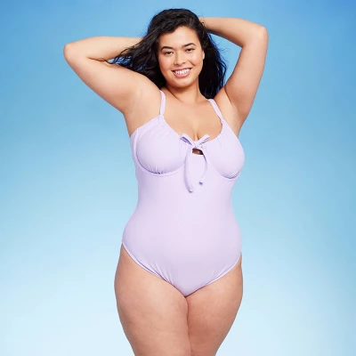 Women's Shirred Detail Underwire High Leg Extra Cheeky One Piece Swimsuit - Wild Fable™ Lilac Purple 9 Women's Shirred Detail Underwire High Leg Extra Cheeky One Piece Swimsuit - Wild Fable™ Lilac Purple - Image 7