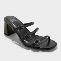 Women's Asterin Triple Buckle Heels With Memory Foam Insole - Wild Fable™ Black -Wild Fable Store GUEST 3dc46cd5 3049 4e47 ab94 bc1666e7365e