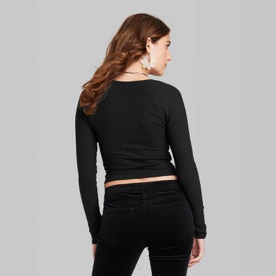 Women's Long Sleeve Sweetheart Neck Seamless Shirt - Wild Fable™ 4 Women's Long Sleeve Sweetheart Neck Seamless Shirt - Wild Fable™ - Image 2