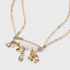 Pearl Pin With Heart And Bow Charm Necklace - Wild Fable™ Gold 7 Pearl Pin With Heart And Bow Charm Necklace - Wild Fable™ Gold -Wild Fable Store GUEST 41020807 a34e 4904 8c18 211c09dc1a87