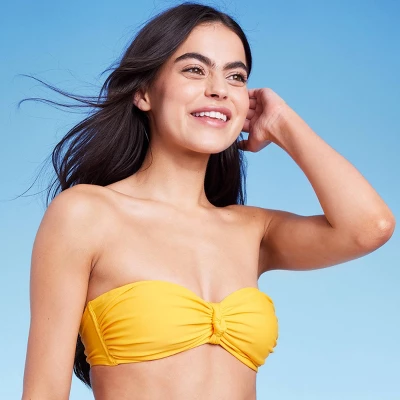 Women's Knot-Front Bandeau Bikini Top - Wild Fable™ Yellow 4 Women's Knot-Front Bandeau Bikini Top - Wild Fable™ Yellow - Image 2