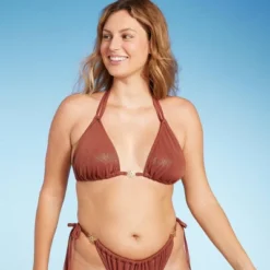 Women's Flower Charm Lurex Plisse Textured Triangle Bikini Top - Wild Fable™ -Wild Fable Store GUEST 4b4fc012 4c91 4d51 9199 581cb50ee292