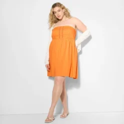 Women's Pintuck Strapless Babydoll Dress - Wild Fable™ Orange -Wild Fable Store GUEST 4dc37b72 9883 47a9 aad6 0756ce67b7e0