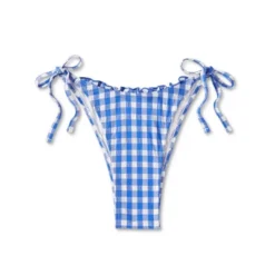 Women's Side-Tie Ultra High Leg Super Cheeky Bikini Bottom - Wild Fable™ Cobalt Blue Gingham Print -Wild Fable Store GUEST 516be7a1 4105 4f24 b44c 1812f3565a4c
