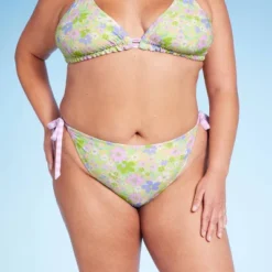 Women's Reversible Side-Tie Extra High Leg Cheeky Bikini Bottom - Wild Fable™ Green Floral Print/Purple Gingham Print -Wild Fable Store GUEST 53223c69 479d 4c2f 9035 7c1cd38e2b40