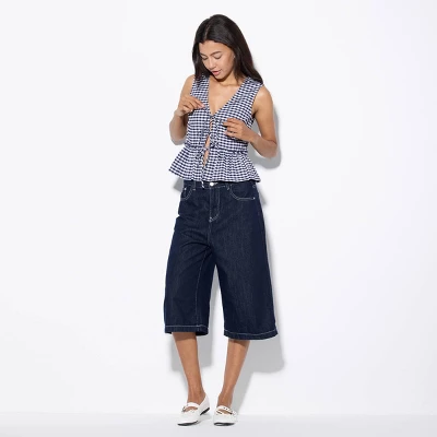 Women's Tie-Front Ruffle Vest - Wild Fable™ Navy Blue Gingham 4 Women's Tie-Front Ruffle Vest - Wild Fable™ Navy Blue Gingham - Image 2