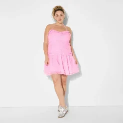 Women's Ruched Drop Waist Mini A-Line Dress - Wild Fable™ Pink -Wild Fable Store GUEST 5963fb45 59a7 4ff6 9790 57db5ccb327c
