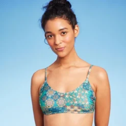 Women's Scoop Front Bralette Bikini Top - Wild Fable™ Blue Patchwork Print -Wild Fable Store GUEST 5a5da5d9 be35 4b93 8a6d e49c8af7d0a4