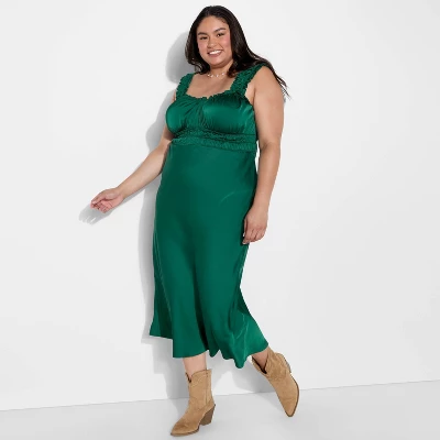 Women's Ruched Midi Bodycon Dress - Wild Fable™ Dark Green 6 Women's Ruched Midi Bodycon Dress - Wild Fable™ Dark Green - Image 4