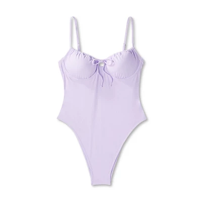 Women's Shirred Detail Underwire High Leg Extra Cheeky One Piece Swimsuit - Wild Fable™ Lilac Purple 5 Women's Shirred Detail Underwire High Leg Extra Cheeky One Piece Swimsuit - Wild Fable™ Lilac Purple - Image 3