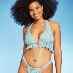 Women's Ruffle Tie-Front Halter Bikini Top - Wild Fable™ Green Floral Print 10 Women's Ruffle Tie-Front Halter Bikini Top - Wild Fable™ Green Floral Print -Wild Fable Store GUEST 659aaea4 52e0 44c9 8073 8bfd4c6d9e7f