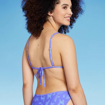 Women's Triangle Bikini Top - Wild Fable™ Purple Butterfly Print 6 Women's Triangle Bikini Top - Wild Fable™ Purple Butterfly Print - Image 4