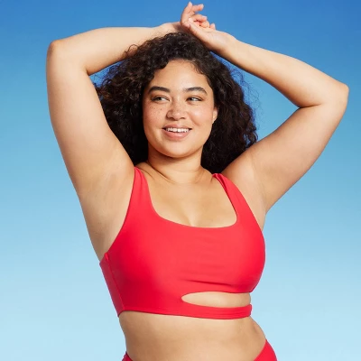 Women's Cut Out Longline Bralette Bikini Top - Wild Fable™ Red 5 Women's Cut Out Longline Bralette Bikini Top - Wild Fable™ Red - Image 3