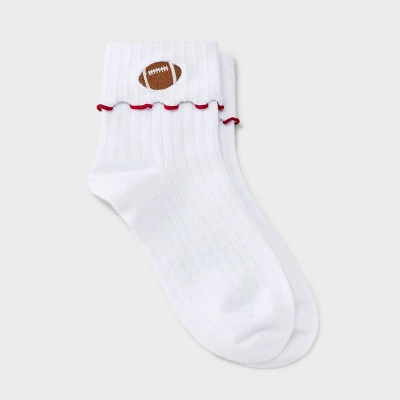 Women's Game Day Embroidered Football Pointelle Bobby Socks With Lettuce Edge Cuff - Wild Fable™ 15 Women's Game Day Embroidered Football Pointelle Bobby Socks With Lettuce Edge Cuff - Wild Fable™ - Image 13