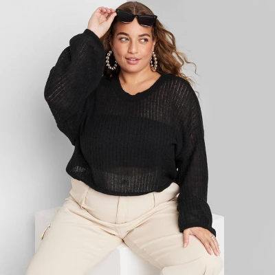 Women's Crewneck Open Knit Cropped Pullover - Wild Fable™ 6 Women's Crewneck Open Knit Cropped Pullover - Wild Fable™ - Image 4