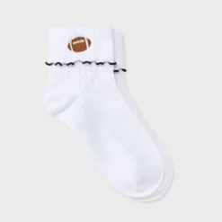 Women's Game Day Embroidered Football Pointelle Bobby Socks With Lettuce Edge Cuff - Wild Fable™ 20 Women's Game Day Embroidered Football Pointelle Bobby Socks With Lettuce Edge Cuff - Wild Fable™ -Wild Fable Store GUEST 835d8469 27e4 457e 9684 23b5983721ad