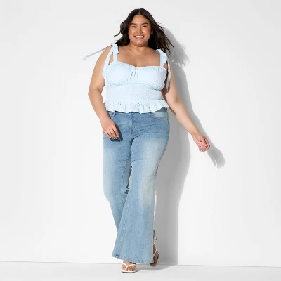 Women's Smocked Sweetheart Neck Tank Top - Wild Fable™ Light Blue 4 Women's Smocked Sweetheart Neck Tank Top - Wild Fable™ Light Blue - Image 3