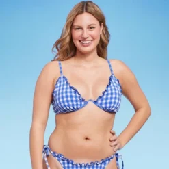 Women's Ruffle Trim Textured Underwire Bikini Top - Wild Fable™ Cobalt Blue Gingham Print 12 Women's Ruffle Trim Textured Underwire Bikini Top - Wild Fable™ Cobalt Blue Gingham Print -Wild Fable Store GUEST 883afe24 3879 45e4 ac48 fa238e7aa9ec