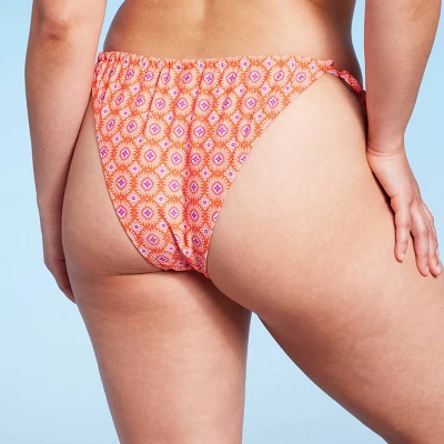 Women's Ultra High Leg Adjustable Coverage Bikini Bottom - Wild Fable™ Orange Tile Print 7 Women's Ultra High Leg Adjustable Coverage Bikini Bottom - Wild Fable™ Orange Tile Print - Image 5