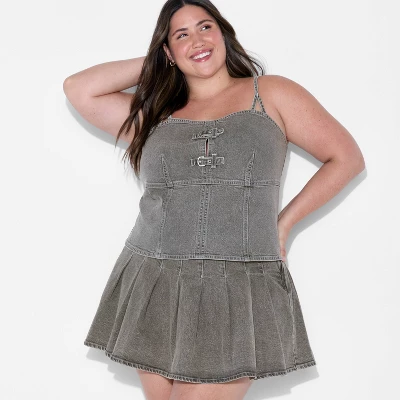 Women's Denim Buckle Corset Tank Top - Wild Fable™ Gray Wash 6 Women's Denim Buckle Corset Tank Top - Wild Fable™ Gray Wash - Image 4