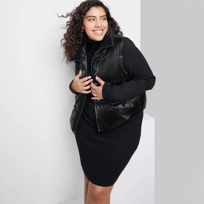 Women's Iridescent Cropped Puffer Vest - Wild Fable™ Black 6 Women's Iridescent Cropped Puffer Vest - Wild Fable™ Black - Image 4